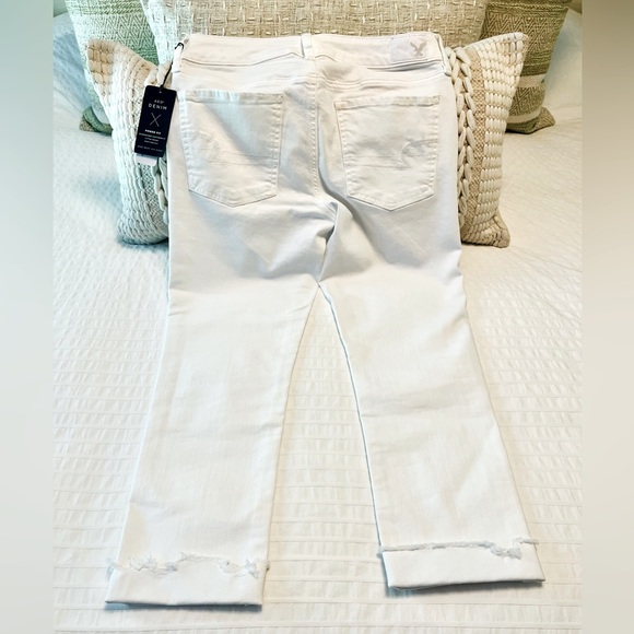 🤍American Eagle White Super Stretch Raw Hem Cropped Jeggings/Jeans NWT, Size 8 - Picture 3 of 16